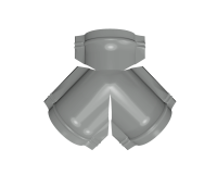 Тройник Y конька круглого 625x510 мм, 9006 бело-алюминиевый глянцевый