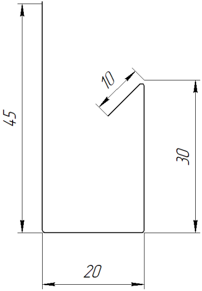Планка П-образная 30x20x2000 мм, Дуб Локарно 3D
