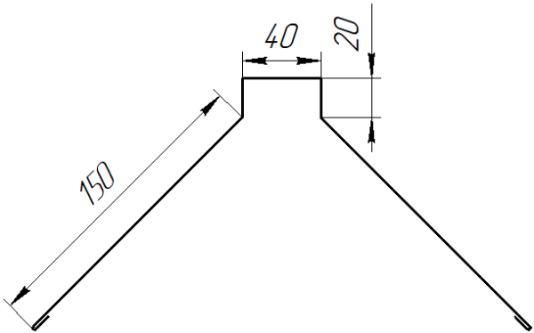 Конёк фигурный 150x150x2000 мм, Картэн