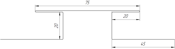 Планка стыковочная сложная 75x2000 мм, Дуб Локарно 3D