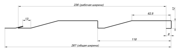 Металлосайдинг Корабельная доска 267/236x0,5 мм, 8004 медно-коричневый матовый
